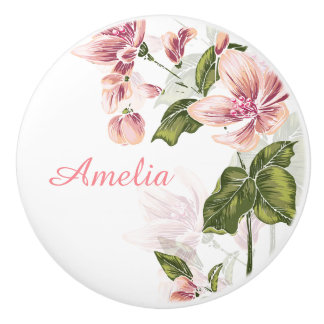 Elegant Girly Floral Ceramic Knob