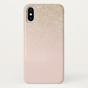 Elegant Girly Gold Rose Pink Glitter Ombre iPhone X Case