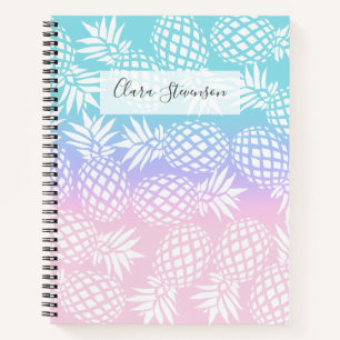 Elegant Girly Gradient Pineapple Pattern Colourful Notebook