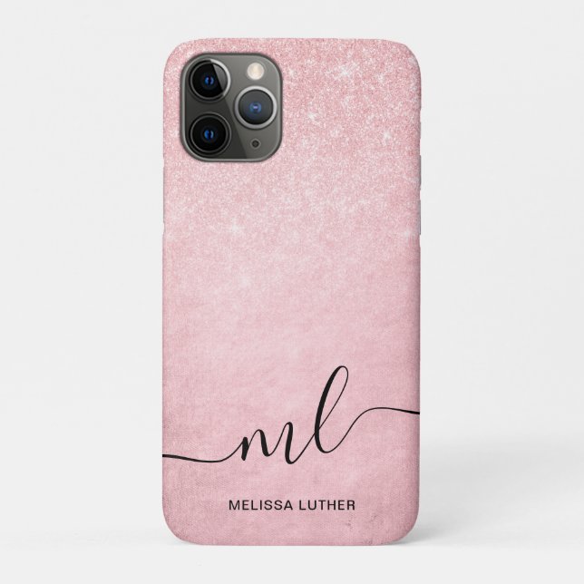 Elegant girly gradient pink rose gold glitter Case-Mate iPhone case (Back)