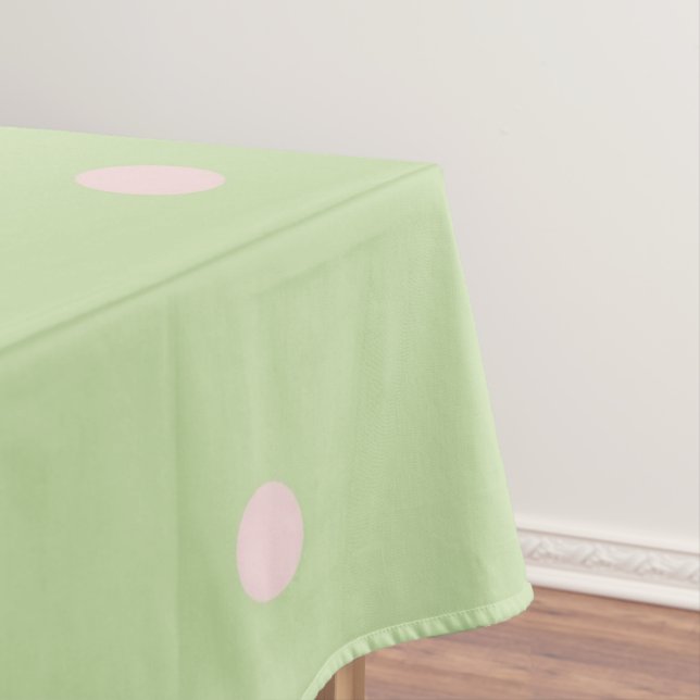 Elegant Girly Green & Pink Polka Dots Pattern Tablecloth (In Situ)