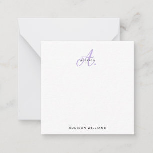 Elegant Girly Lavender Script Monogram Card