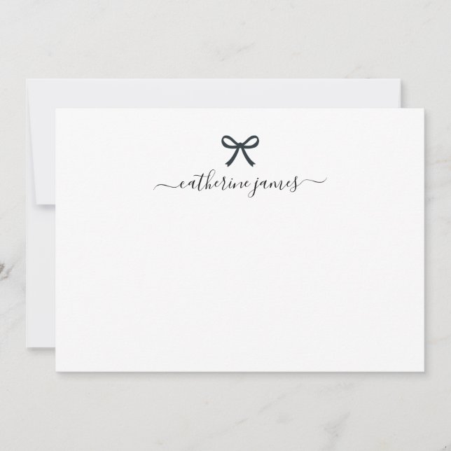 Elegant Girly Monogram Name Script Cute Ribbon Bow Card (Front)