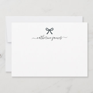 Elegant Girly Monogram Name Script Cute Ribbon Bow Card