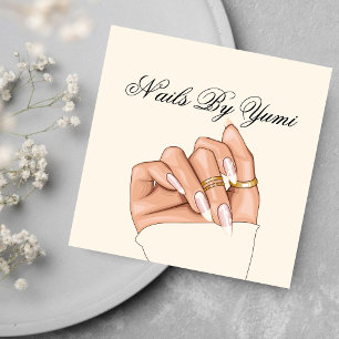 Elegant Girly Nail Salon Nail Technician Manicure Square Business Card