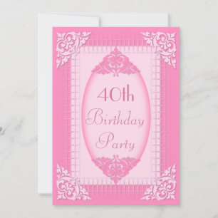 Elegant, Girly Pink 40th Birthday Invitation