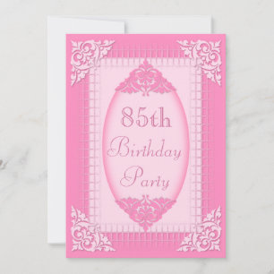 Elegant, Girly Pink 85th Birthday Invitation
