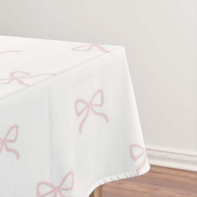 Elegant Girly Pink Bow Pattern Spring Summer Chic Tablecloth (In Situ)