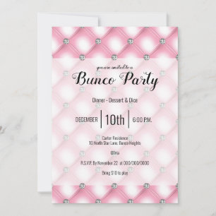 Elegant Girly Pink Bunco Party Invitation