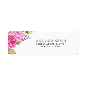 Elegant Girly Pink Floral Return Address Return Address Label