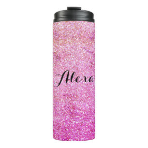 Elegant Girly Pink Gold Glitter Thermal Tumbler