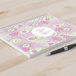 Elegant Girly Pink Preppy Paisley Print Pattern Notebook