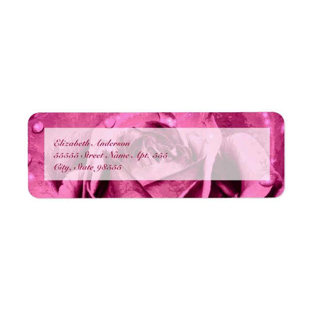Elegant Girly Pink Rose Return Address Label (Front)