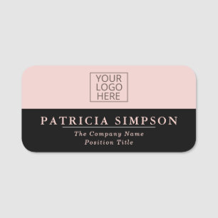 Elegant Girly Pink Salt & Black Colour Combination Name Tag