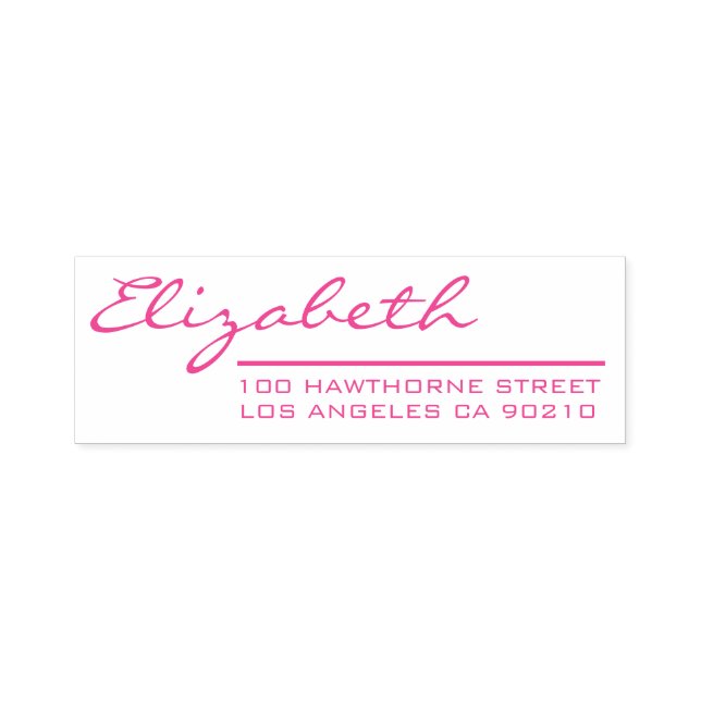 Elegant Girly Pink Script Return Address Self-inking Stamp (Design)
