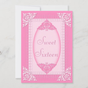 Elegant, Girly Pink Sweet 16 Invitation