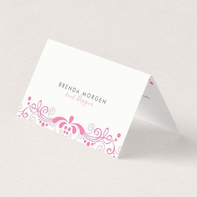 Elegant Girly Pink Swirls Lace Business Card (Front)