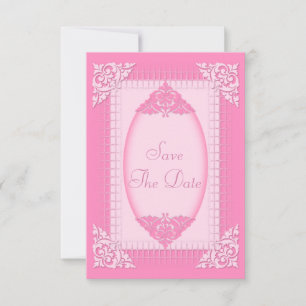 Elegant, Girly Pink Wedding Save The Date Invitation