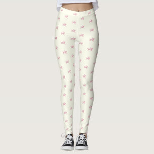 Elegant Girly Pink White Horseback Riding  Leggings