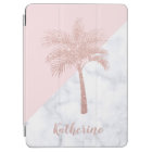 Elegant girly rose gold glitter palm white marble