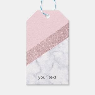 elegant girly rose gold glitter white marble pink gift tags