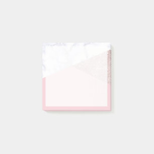 Elegant girly rose gold glitter white marble pink post-it notes