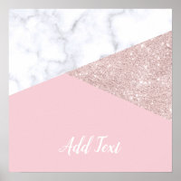 Elegant girly rose gold glitter white marble pink