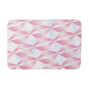 elegant girly rose gold lips pattern white marble bath mat