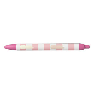 Elegant girly rose gold pineapple pattern striped black ink pen