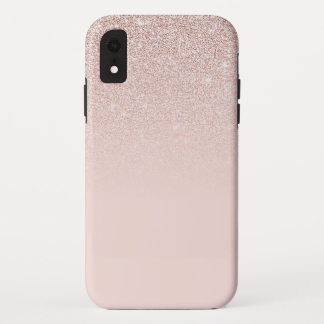 Elegant Girly Rose Gold Pink Glitter Ombre Case-Mate iPhone Case (Back)