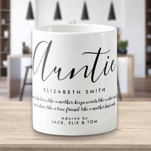 Elegant Girly Script Auntie Quote Coffee Mug