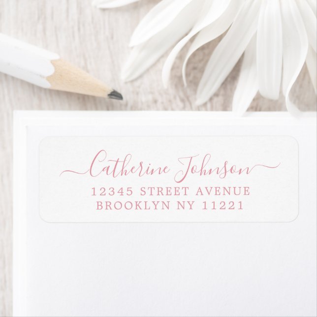 Elegant Girly Script Calligraphy Dusty Pink Return Address Label (Insitu)