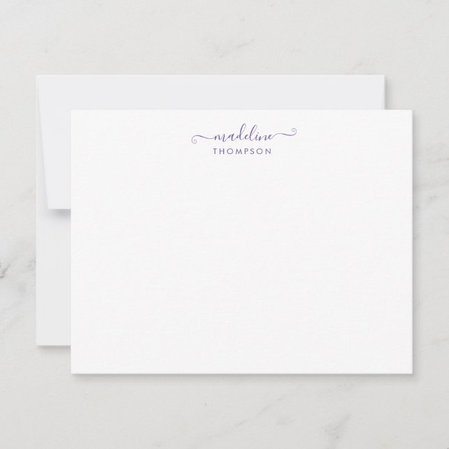 Elegant Girly Script Purple Violet Typography Card (Front)