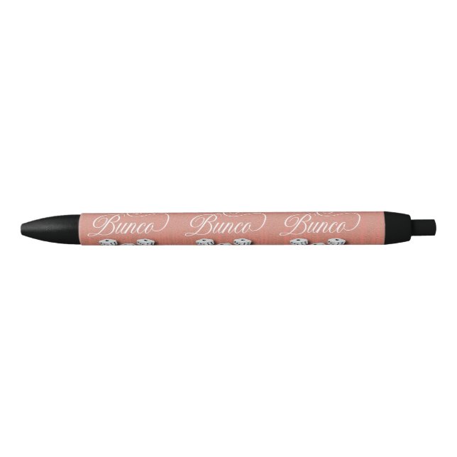 Elegant Girly Sparkle Dice Bunco Black Ink Pen (Front)