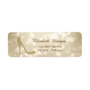 Elegant Girly Stylish  Bokeh,Glitter Heel  Address Return Address Label
