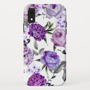 Elegant Girly Violet Lilac Purple Flowers iPhone XR Case
