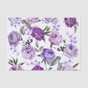 Elegant Girly Violet Lilac Purple Flowers Tissue Paper
