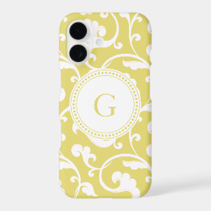 Elegant girly yellow floral pattern monogram