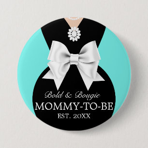 Elegant Glam Aqua Baby & Co Tiffany Baby Shower 7.5 Cm Round Badge