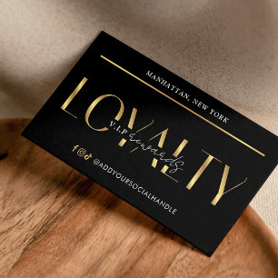 Elegant Glam Black & Gold Logo Makeup Salon Loyalty Card
