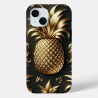 Elegant Glam Black & Gold Tropical Pineapple