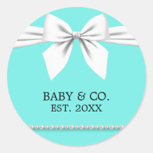 Elegant Glam Chic Baby & Co Tiffany Baby Shower Classic Round Sticker