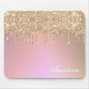 Elegant Glam Glitter Calligraphy Mouse Pad