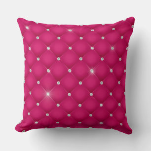 Elegant Glam Glittering Tufted Diamond Crimson Cushion