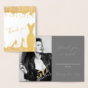 Elegant Glam Gold 50 Fab Birthday Photo Real Foil Card