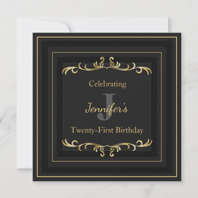 Elegant Glam Gold Birthday Invitation (Front)