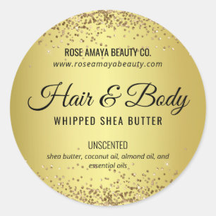 Elegant Glam Gold Hair Body Beauty Product Label