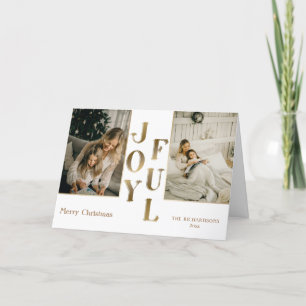 Elegant Glam Gold Joyful Typography & Photo Holiday Card