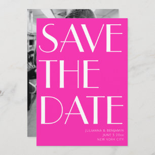 Elegant Glam Hot Pink Art Deco Photo Save The Date