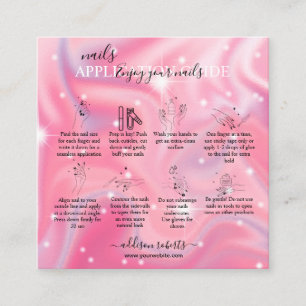 Elegant Glam Iridescent  Nail Application Guide    Square Business Card